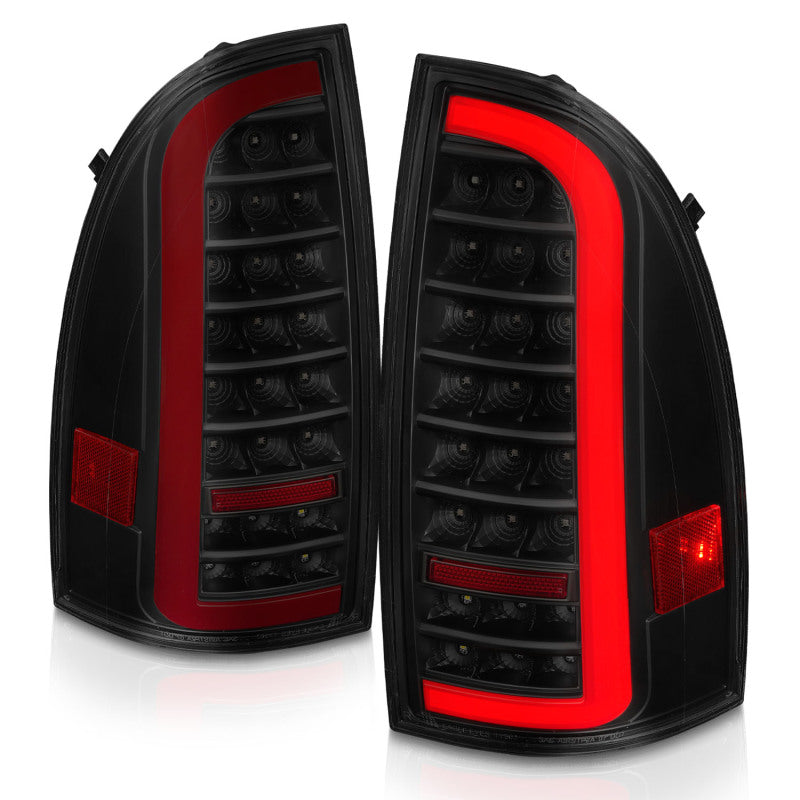 ANZO 05-15 Toyota Tacoma Full LED Tail Lights w/Light Bar Sequential Black Housing Smoke Lens Tail Lights ANZO