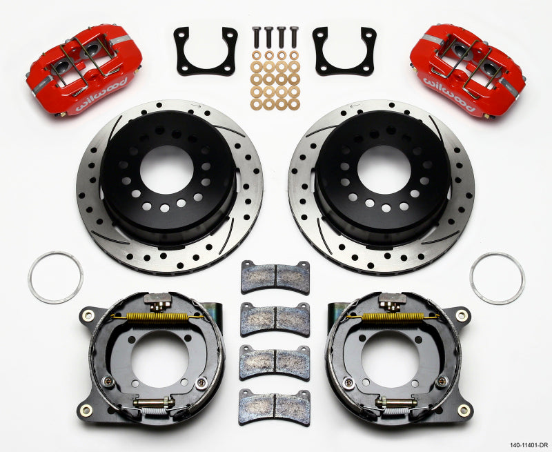 Wilwood Dynapro Low-Profile 11.00in P-Brake Kit Drill-Red Chevy 12 Bolt Spcl 2.81in Offset Big Brake Kits Wilwood