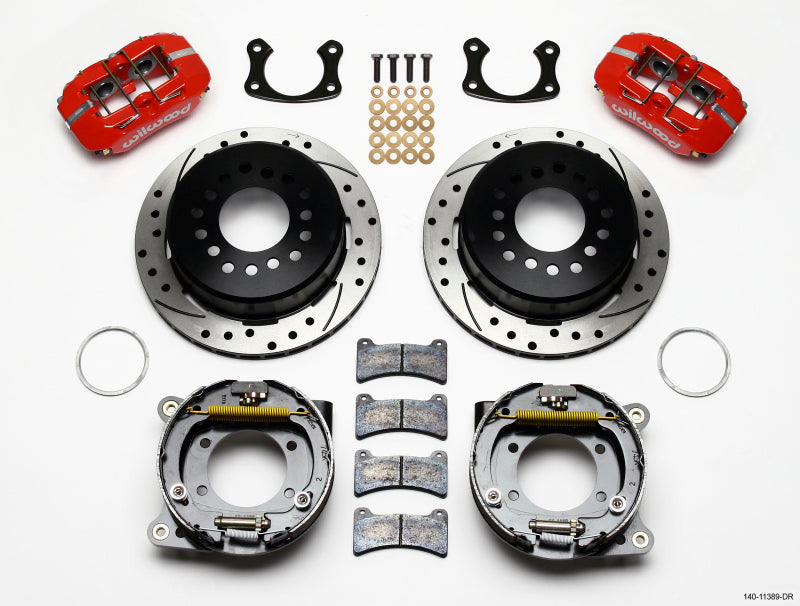 Wilwood Dynapro Low-Profile 11.00in P-Brake Kit Drill-Red New Big Ford 2.50in Offset Big Brake Kits Wilwood