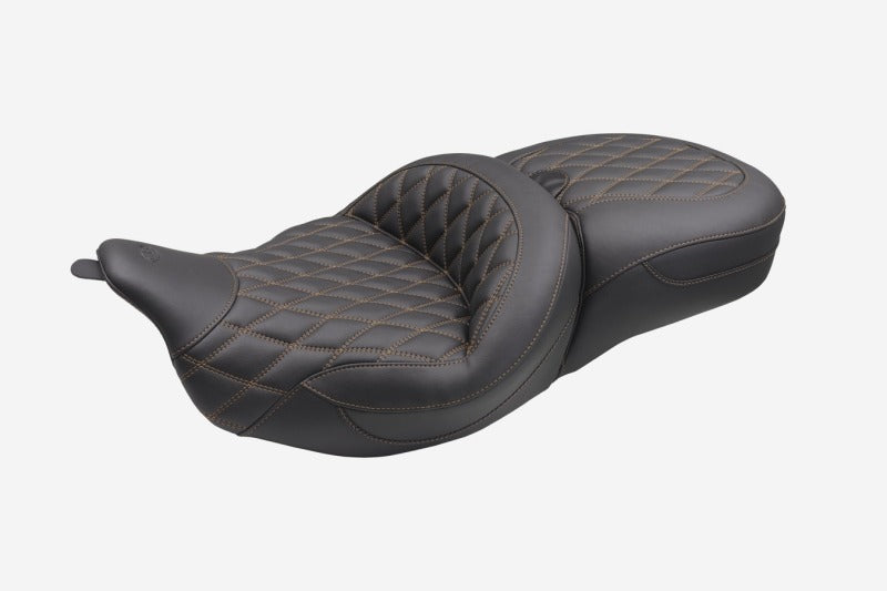 Mustang 08-25 Harley FL Touring Rd King Sp, Rd Glide Ltd, Dble Diamond Super Touring - Black/T Two-Piece Motorcycle Seats Mustang Motorcycle