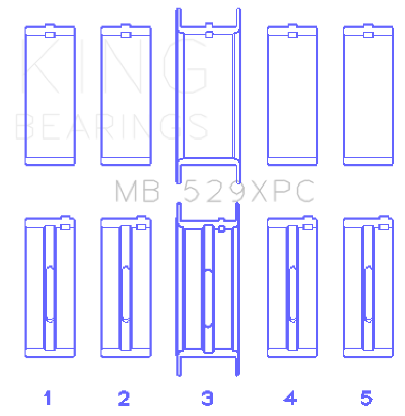 King Ford 260CI/289CI/302 5.0L Windsor Coated Crankshaft Main Bearing Set of 5 (Size .010) Bearings King Engine Bearings