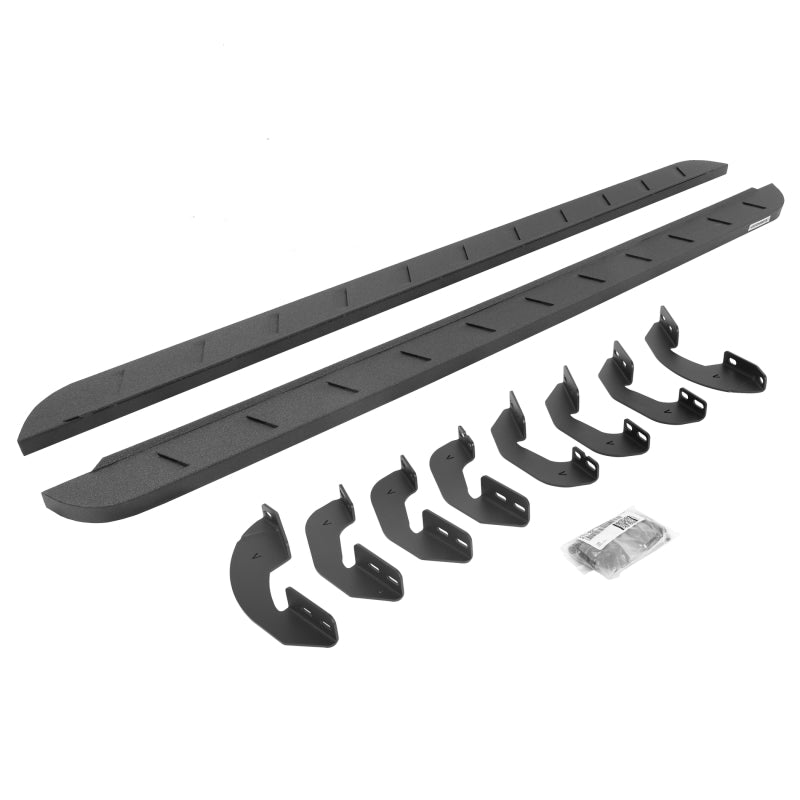 Go Rhino 07-21 Toyota Tundra Crew Max 4DR RB10 Slim Running Boards Kit (w/Brackets) - Bedliner Coat Running Boards Go Rhino