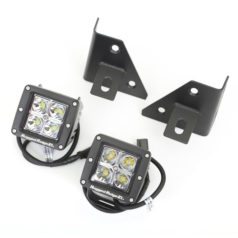 Rugged Ridge 76-95 Jeep Wrangler CJ/YJ Square Windshield LED Kit w/ Brackets Light Bars & Cubes Rugged Ridge