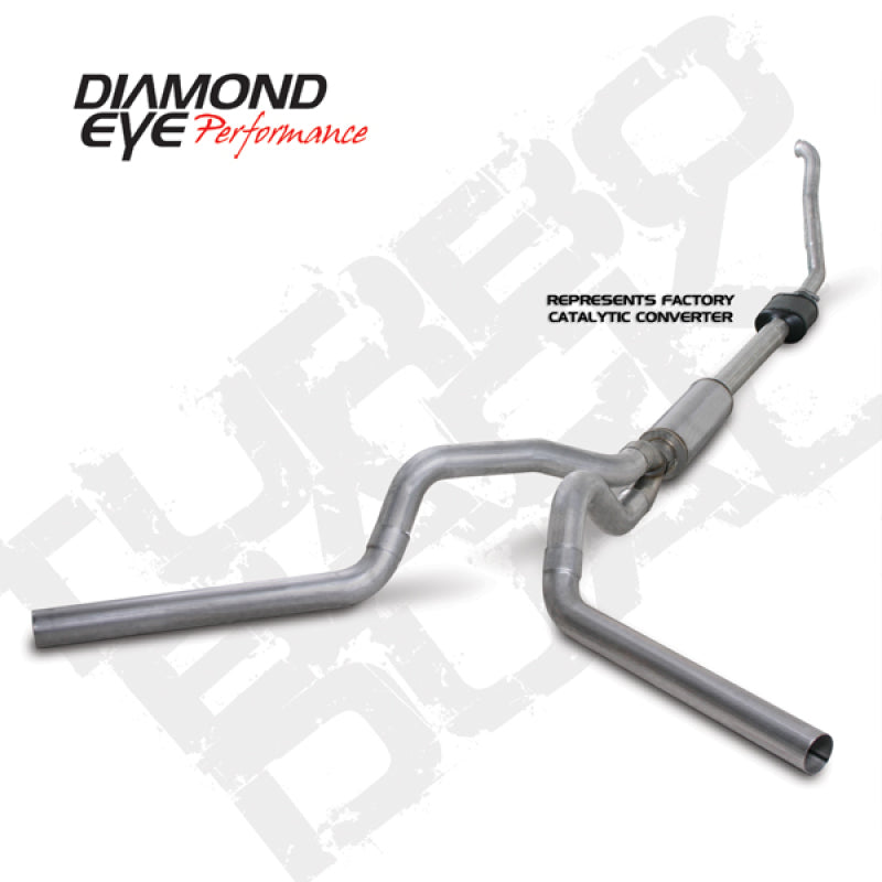 Diamond Eye KIT 4in TB DUAL AL: 94-97 FORD 7.3L F250/F350 PWRSTROKE NFS W/ CARB EQUIV STDS Turbo Back Diamond Eye Performance