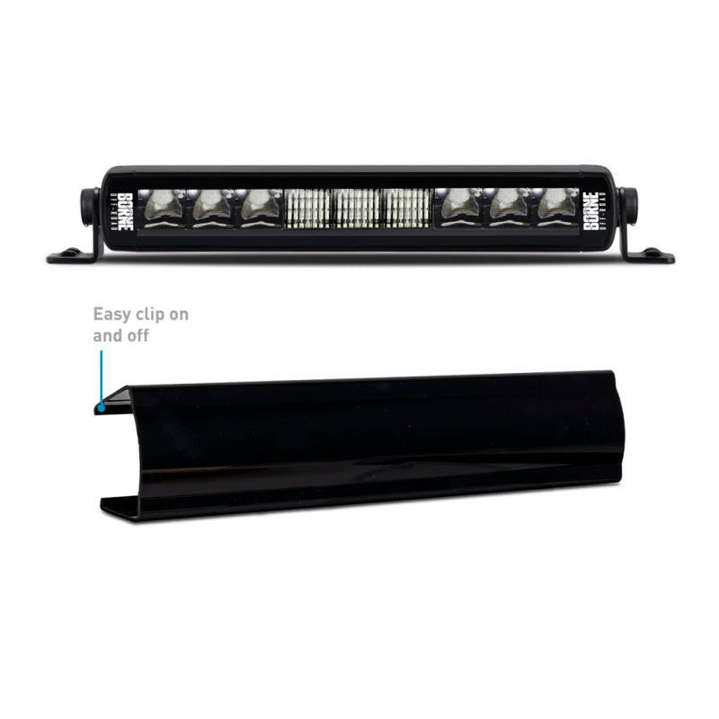 Borne Off-Road Light Bar Cover Single Row 10in Black Light Covers and Guards Borne Off-Road