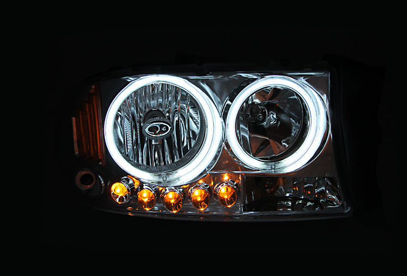 ANZO 1997-2004 Dodge Dakota Projector Headlights w/ Halo Black 1 pc Headlights ANZO