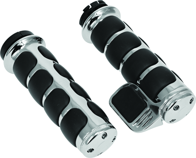 Kuryakyn Premium ISO Grip With Throttle Boss Dual Cable Chrome Grips Kuryakyn