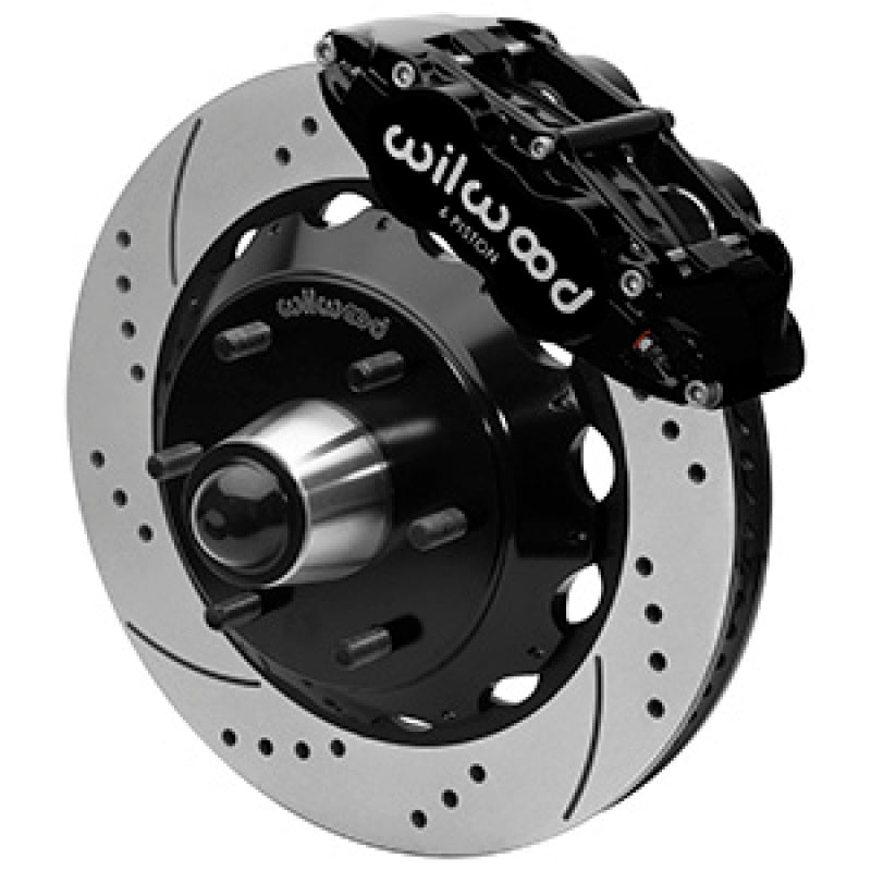 Wilwood 63-87 C10 FNSL6R Front Big Brake Kit 14in drill/slot 6x5.5 BP for drop spindles - Blk Big Brake Kits Wilwood