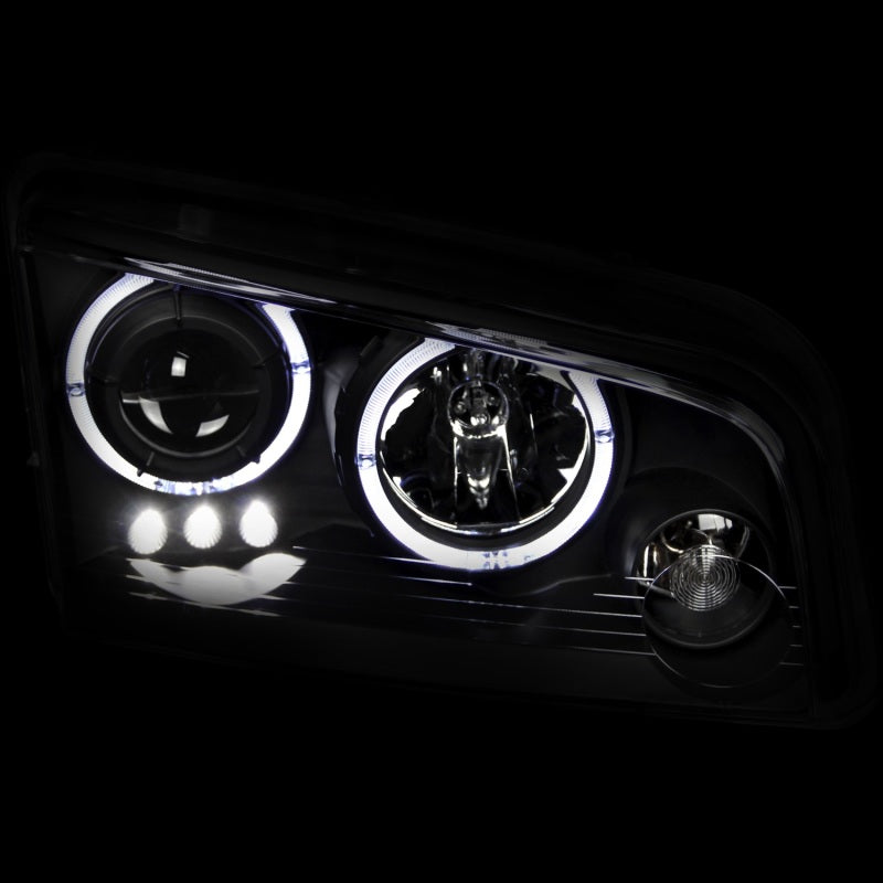 ANZO 2006-2010 Dodge Charger Projector Headlights w/ Halo Black Headlights ANZO