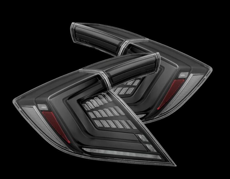 AlphaRex 16-21 Honda Civic Hatchback/ Type-R FK8 Nova-Series LED Tail Lights (Pair) - Alpha Black Tail Lights AlphaRex