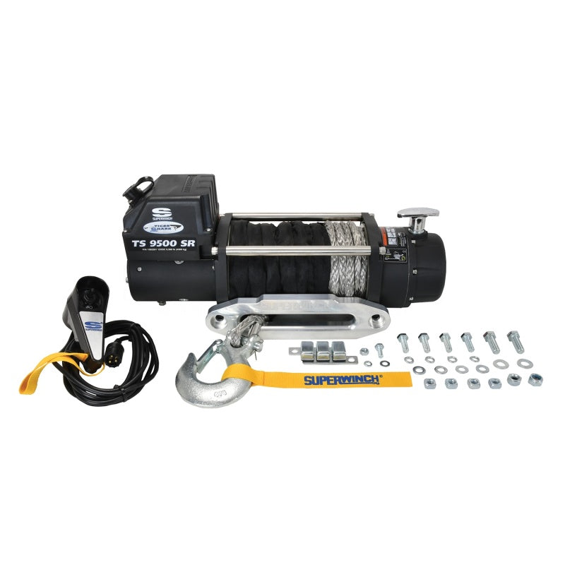Superwinch 9500 LBS 12V DC 3/8in x 80ft Synthetic Rope Tiger Shark 9500 Winch Winches Superwinch