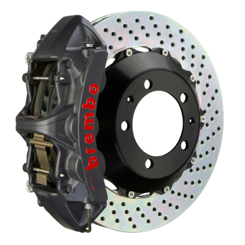 Brembo 06-12 325i Excl xDrive Fr GTS BBK 6Pis Cast 380x32 2pc Rotor Drilled-Black HA Brake Kits - Performance Slot Brembo