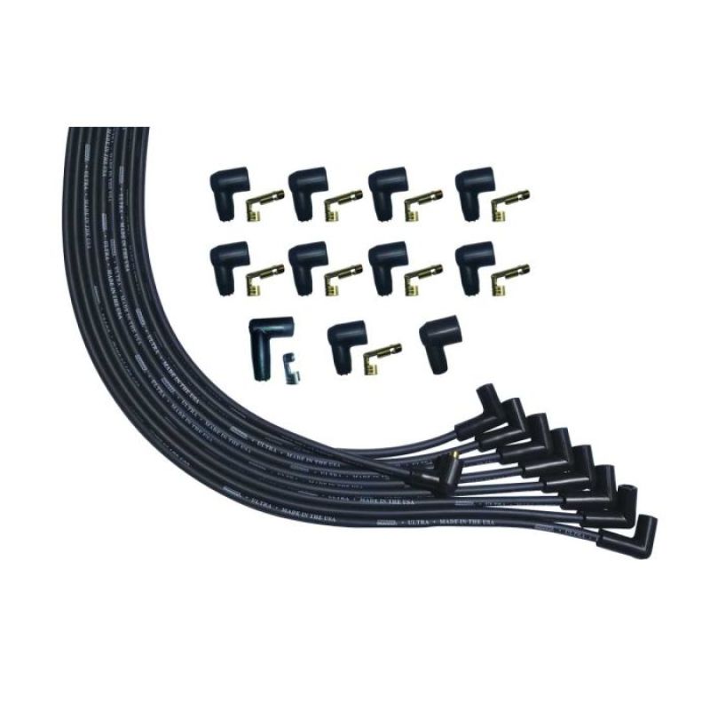 Moroso Universal V8 90 Deg Plug Unsleeved 90 Non-HEI Ultra Spark Plug Wire Set - Black Spark Plug Wire Sets Moroso