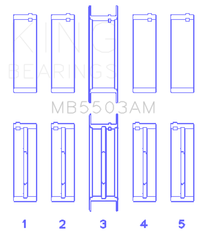 King Engine Bearings Ford V8 351ci 5.8L 16v Crankshaft Main Bearing Set (Set of 5) Bearings King Engine Bearings