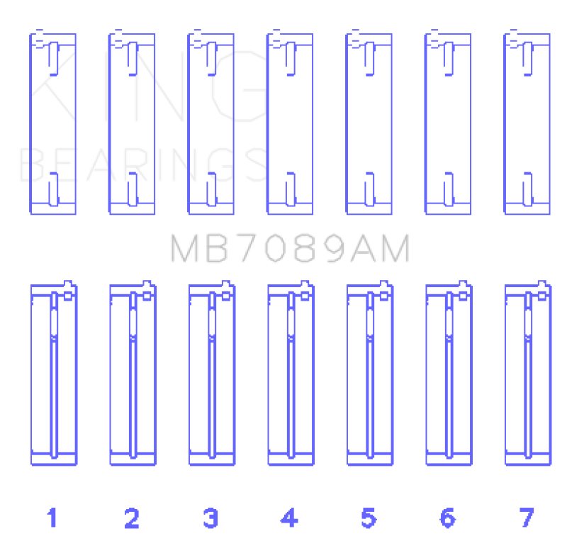 King Engine Bearings Audi/Volkswagen ABV/AES/AUE Crankshaft Main Bearing Set (Set of 7) - Size STD Bearings King Engine Bearings