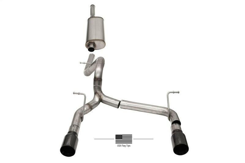Corsa 2018-2025 Jeep Wrangler JLU 3.6L 2.75in Sport Cat-Back Exhaust w/ Black Tips Catback CORSA Performance