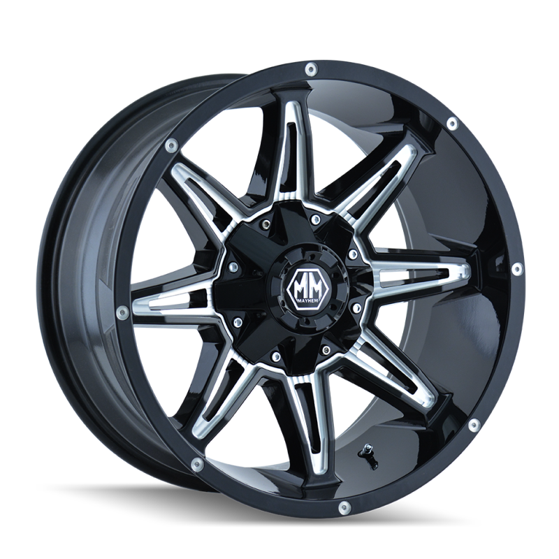Mayhem 8090 Rampage 17x9 / 8x180 BP / 18mm Offset / 124.1mm Hub Black w/ Milled Spokes Wheel Wheels - Cast Mayhem