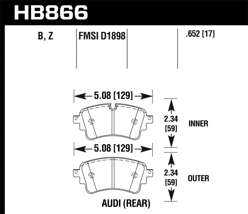 Hawk 17-19 Audi A4 / 18-19 Audi A5 Performance Ceramic Street Rear Brake Pads Brake Pads - Performance Hawk Performance