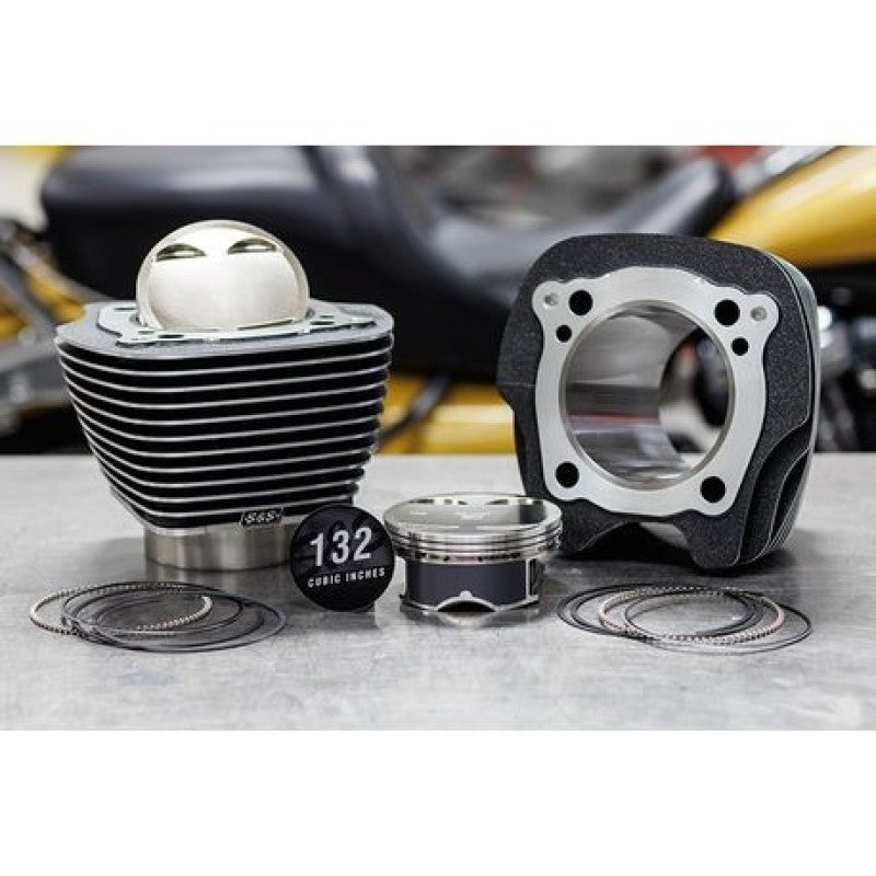 S&S Cycle 2017+ M8 Models 4.320in Bore 4.500in Stroke Cylinder Kit - Black Granite w/ Highlight Piston Sets - Powersports S&S Cycle