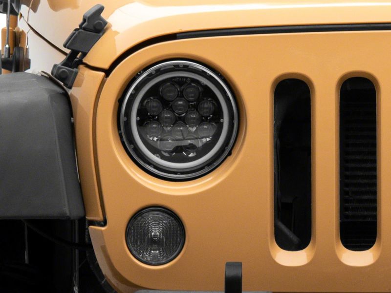Raxiom 07-18 Jeep Wrangler JK Axial Spider LED Headlights w/Angel Eye Halo- Blk Housing (Clear Lens) Headlights Raxiom
