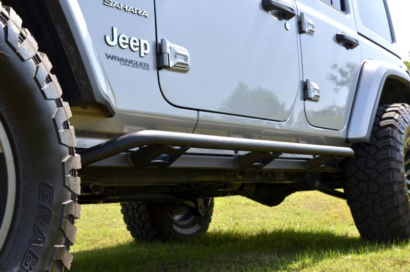 N-Fab Trail Slider Steps 18-20 Jeep Wrangler JL 4 Door SUV - SRW - Textured Black Body Armor & Rock Rails N-Fab