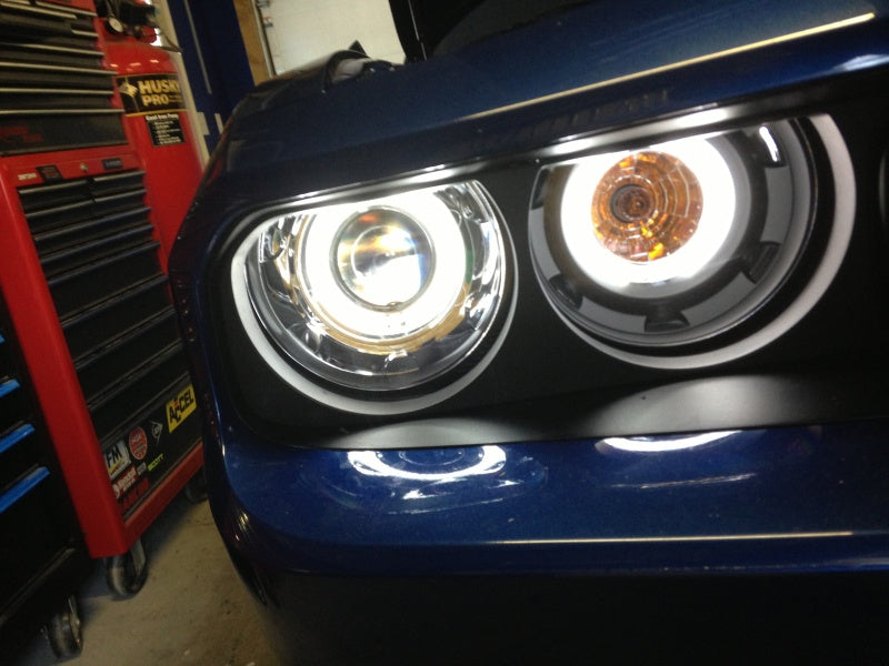 ANZO 2008-2014 Dodge Challenger Projector Headlights w/ Halo Black (CCFL) Headlights ANZO
