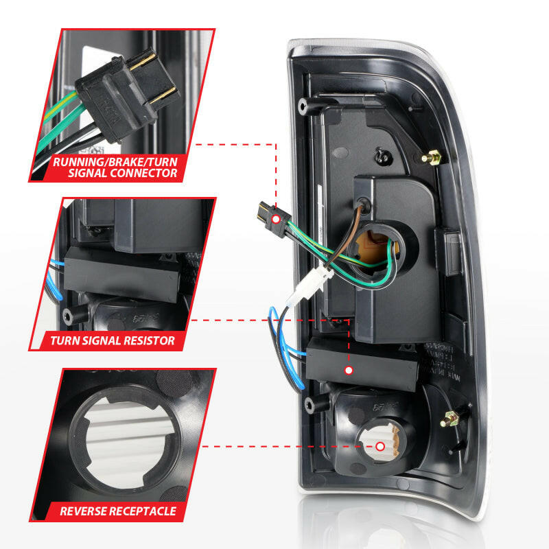 ANZO 1997-2003 Ford F-150 LED Tail Lights w/ Light Bar Black Housing Smoke Lens Tail Lights ANZO