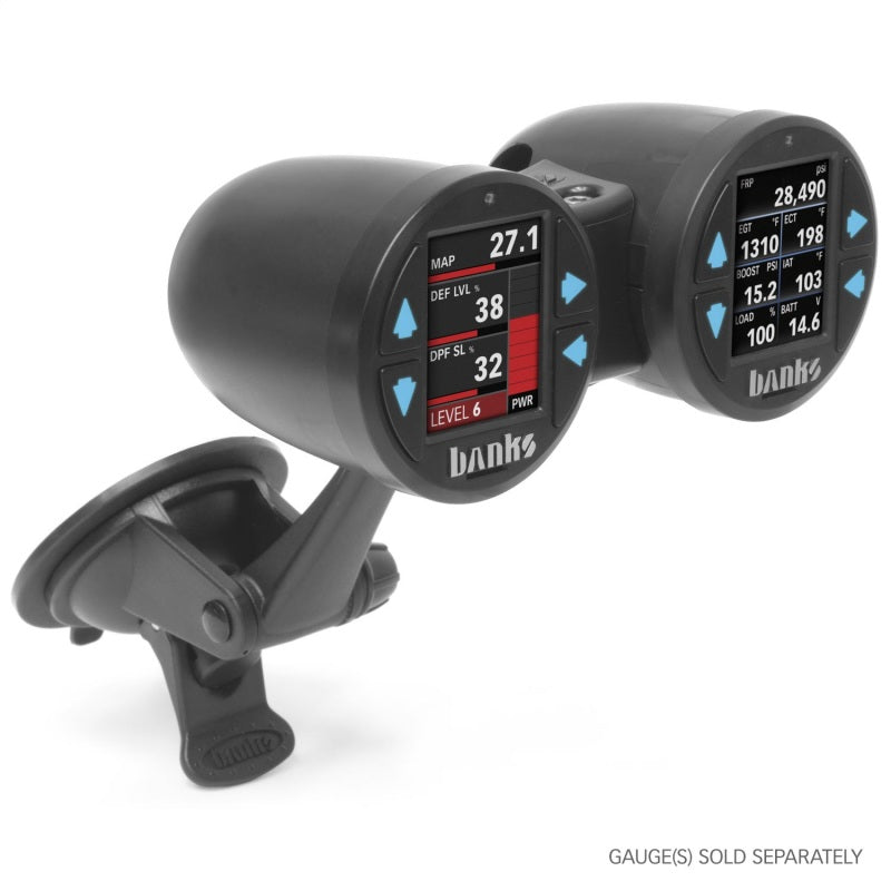 Banks Power Dual Gauge Pod Suction Mount For iDash 1.8 And 52mm Gauges Gauge Pods Banks Power