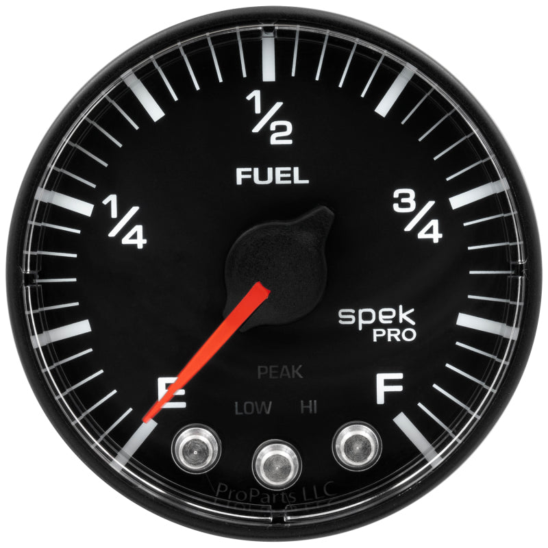 Autometer Spek-Pro Gauge Fuel Level 2 1/16in 0-270 Programmable Blk/Blk Gauges AutoMeter