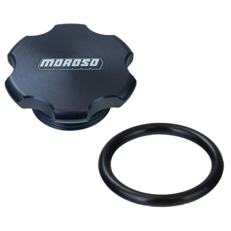 Moroso 1 1/4in-12 Thread Aluminum Filler Cap Kit - Black Anodized Radiator Caps Moroso