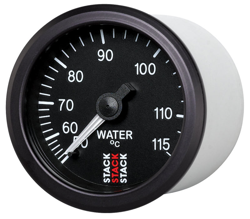 Autometer Stack Instruments 52mm 50-115 Celsius 3/8 BSPT (M) Mechanical Water Temp Gauge - Black Gauges AutoMeter
