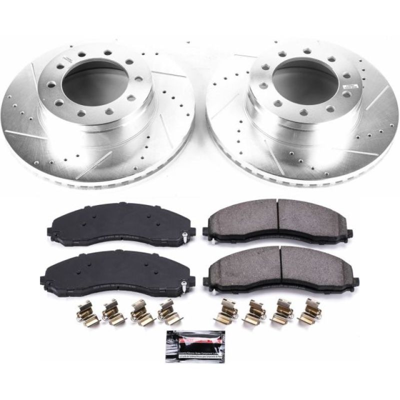 Power Stop 17-22 Ford F-450 Super Duty Front Z36 Truck & Tow Brake Kit Brake Rotors - Slot & Drilled PowerStop