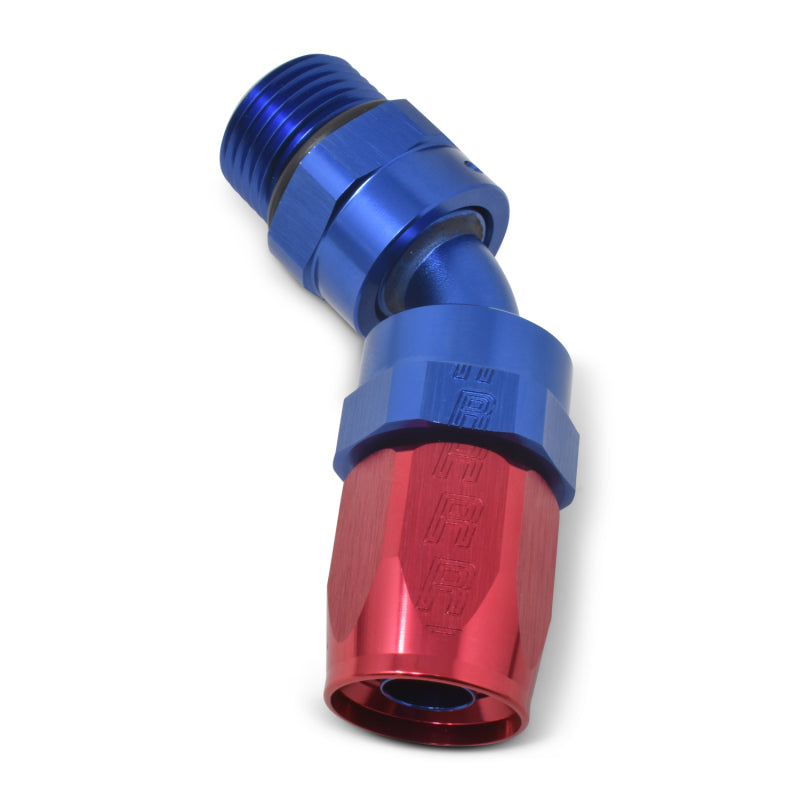 Russell Performance -10 AN Red/Blue 45 Degree Swivel Dry Sump Hose End (-8 Port 3/4in-16 Thread) Fittings Russell