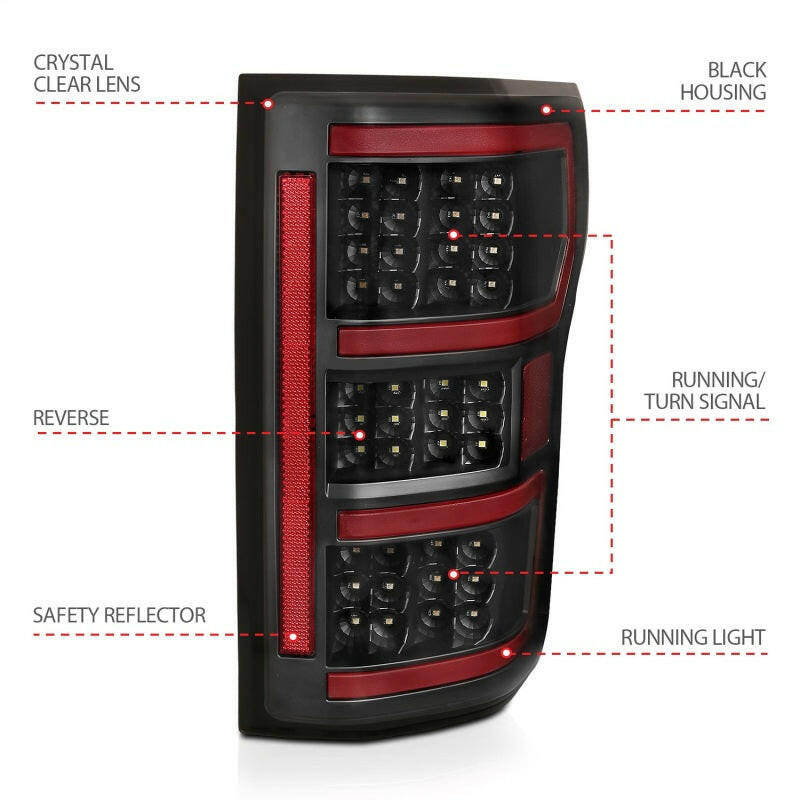ANZO 18-19 Ford F-150 LED Taillights Black Tail Lights ANZO
