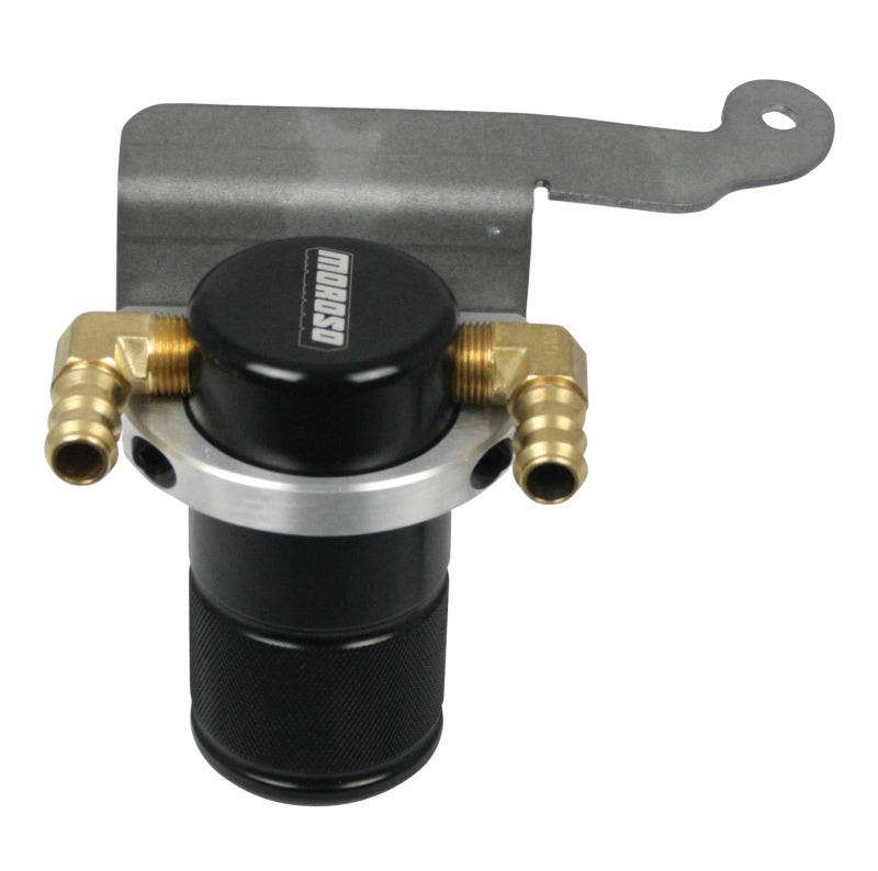 Moroso 11-14 Ford Mustang GT Air/Oil Separator Catch Can - Small Body - Billet Aluminum - Black Oil Catch Cans Moroso