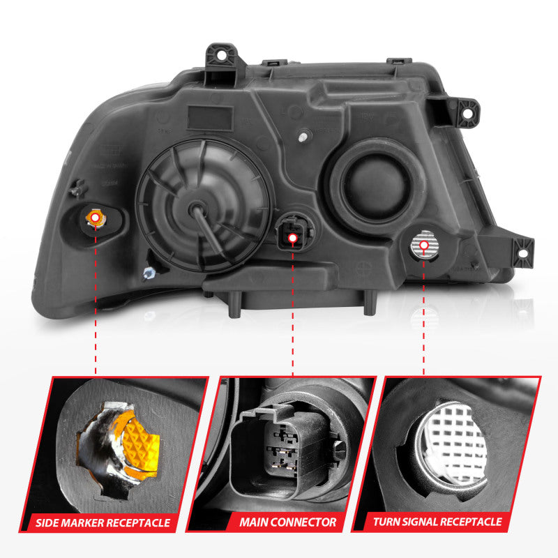 ANZO 2003-2006 Lincoln Navigator Crystal Headlights Black Headlights ANZO