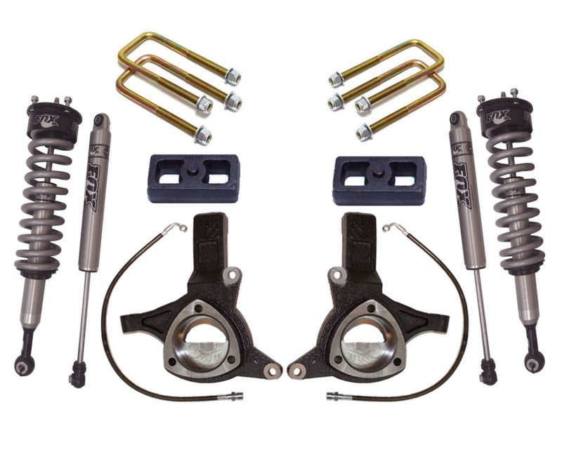 MaxTrac 07-16 GM C1500 2WD w/Cast Steel Susp. 6in/3in Spindle Lift Kit w/FOX Shocks Coilovers Maxtrac
