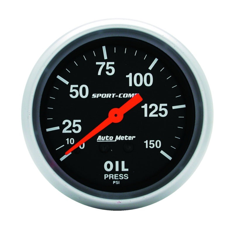 AutoMeter Gauge Oil Pressure 2-5/8in. 150PSI Mechanical Sport-Comp Gauges AutoMeter