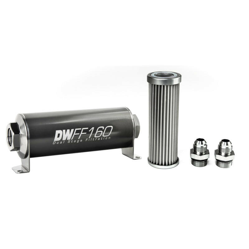 DeatschWerks Stainless Steel 8AN 5 Micron Universal Inline Fuel Filter Housing Kit (160mm) Fuel Filters DeatschWerks
