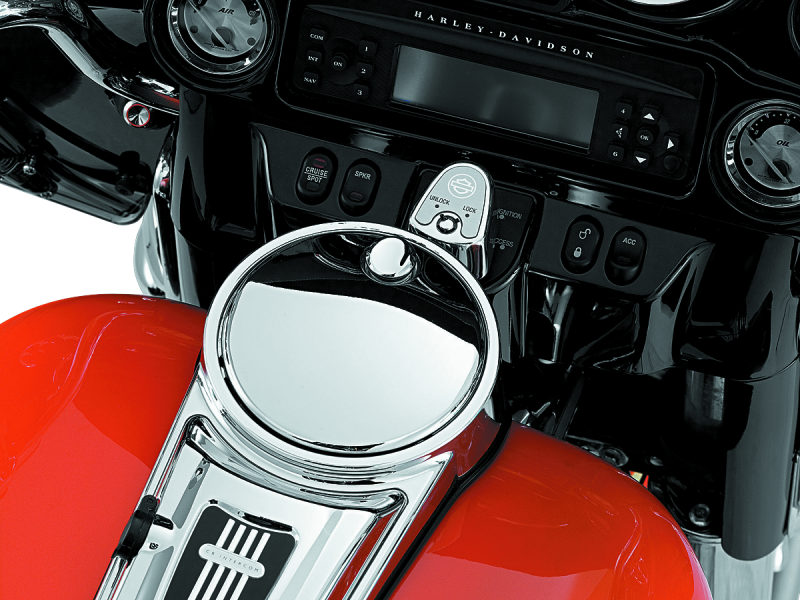 Kuryakyn Push-Button Fuel Door Latch Chrome Fuel Caps Kuryakyn