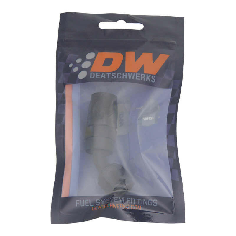 DeatschWerks 6AN Female Swivel 45-Degree Hose End CPE - Anodized Matte Black Fittings DeatschWerks