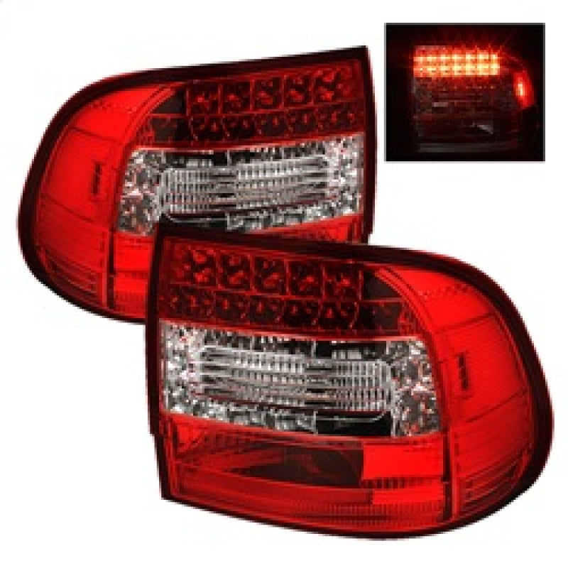 Spyder Porsche Cayenne 03-07 LED Tail Lights Red Clear ALT-YD-PCAY03-LED-RC Tail Lights SPYDER