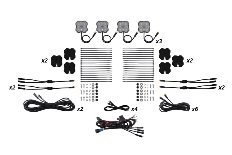 Diode Dynamics Rock Light - Amber/White - M8 Magnet 12-Pack Light Accessories and Wiring Diode Dynamics