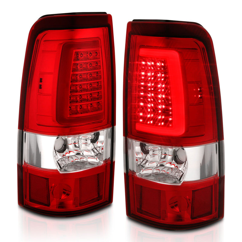 ANZO 2003-2006 Chevy Silverado 1500 LED Taillights Plank Style Chrome With Red/Clear Lens Tail Lights ANZO