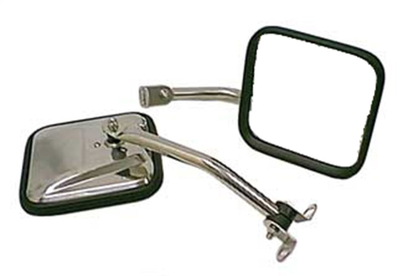 Rugged Ridge 87-95 Jeep Wrangler YJ Stainless Steel CJ-Style Side Mirror Kit Exterior Trim Rugged Ridge
