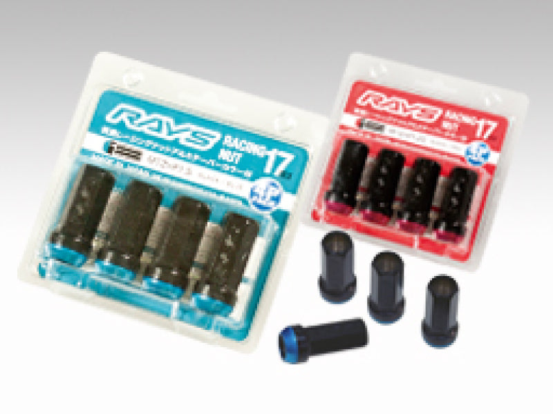 Rays 17 Hex Racing Nut 12x1.50 (Open End) (Blue Seat) - Black (2 Pieces) Lug Nuts Rays