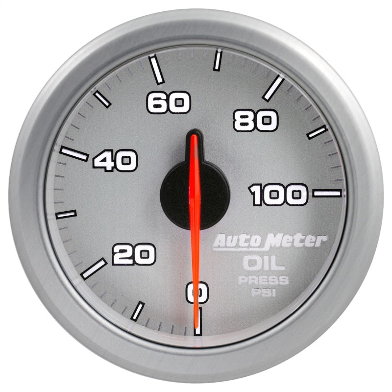 Autometer Airdrive 2-1/6in Oil Pressure Gauge 0-100 PSI - Silver Gauges AutoMeter