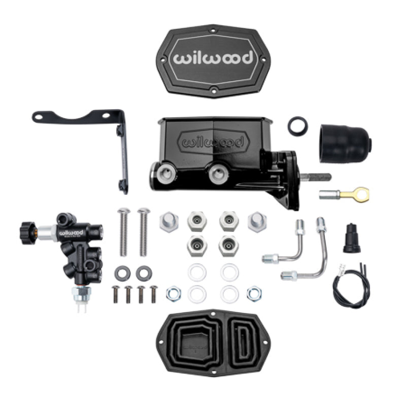 Wilwood Mopar Compact Tandem Master Cylinder Kit w/ Combination Valve & Pushrod 15/16in Bore - Black Brake Master Cylinder Wilwood