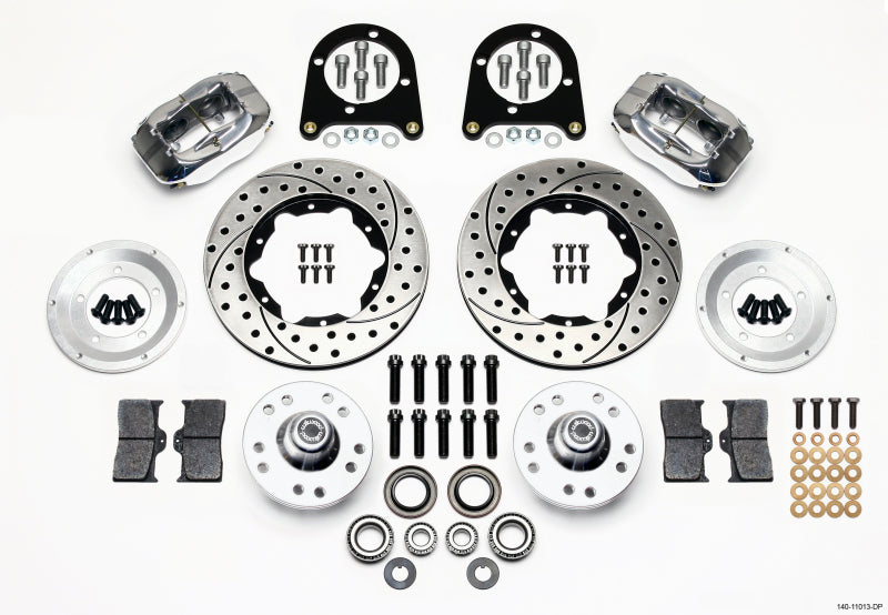 Wilwood Forged Dynalite Front Kit 11.00in Drill-Polished 37-48 Ford Psgr. Car Spindle Big Brake Kits Wilwood