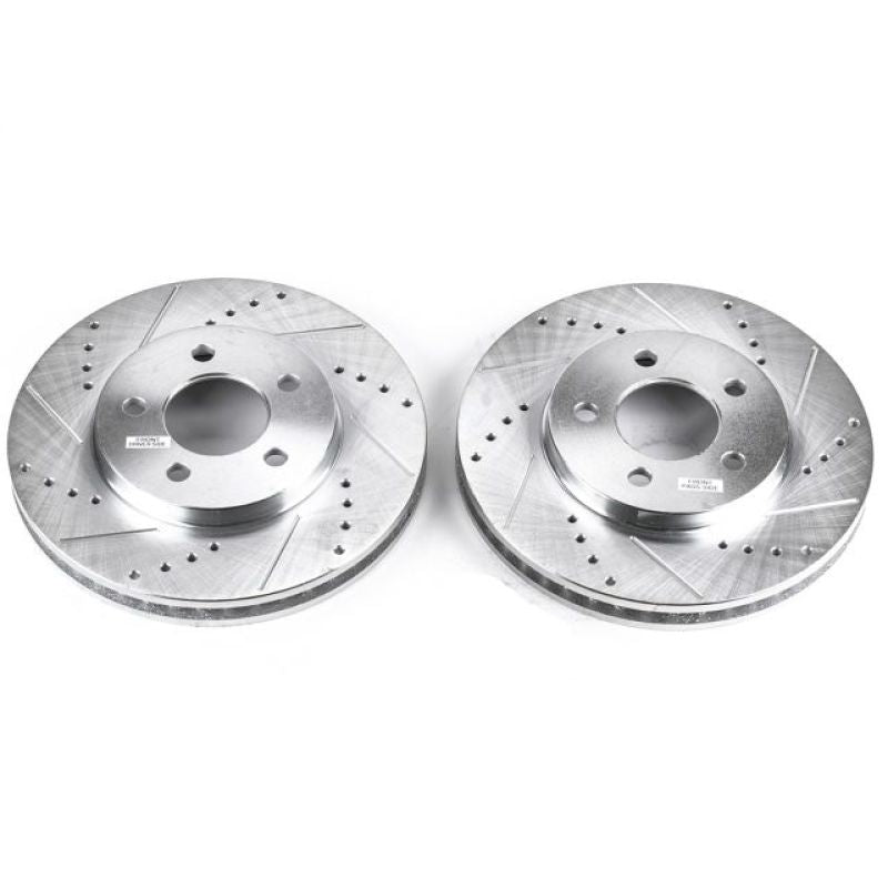 Power Stop 05-10 Ford Mustang Front Evolution Drilled & Slotted Rotors - Pair Brake Rotors - Slot & Drilled PowerStop